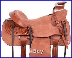 15 16 Western Roping Ranch Trail Wade Tree Rough Out Leather Horse Saddle Tack