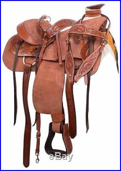 15 18 Premium Western Roping Ranch Trail Wade Tree Leather Horse Saddle Tack Set