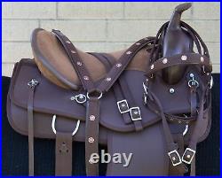 15-18in Western Horse Trail Saddle Synthetic Riding Tack Set Used 15 16 17 18