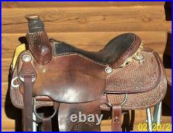 15.5 16 HR Custom Saddles Western Roping Pleasure Trail Saddle Rigged to Ride
