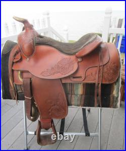 15.5'' Qh Bars Textan Hereford Western Roper Roping Saddle 32.2# USA Tx
