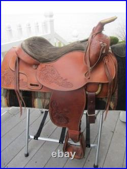 15.5'' Qh Bars Textan Hereford Western Roper Roping Saddle 32.2# USA Tx