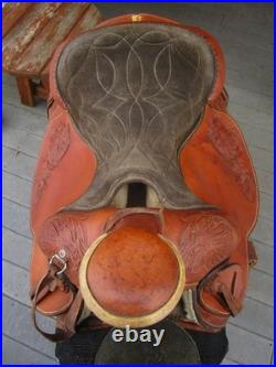 15.5'' Qh Bars Textan Hereford Western Roper Roping Saddle 32.2# USA Tx