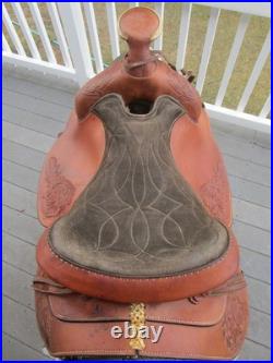 15.5'' Qh Bars Textan Hereford Western Roper Roping Saddle 32.2# USA Tx
