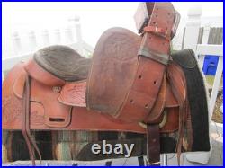 15.5'' Qh Bars Textan Hereford Western Roper Roping Saddle 32.2# USA Tx