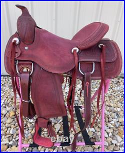 15.5 Western Ranch Saddle Full QH Bars Tooled Leather Horse Roping Tack