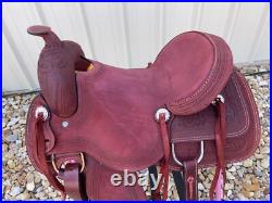 15.5 Western Ranch Saddle Full QH Bars Tooled Leather Horse Roping Tack