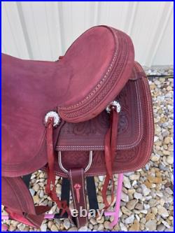 15.5 Western Ranch Saddle Full QH Bars Tooled Leather Horse Roping Tack