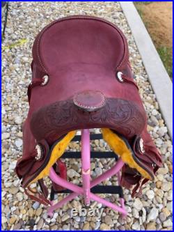 15.5 Western Ranch Saddle Full QH Bars Tooled Leather Horse Roping Tack
