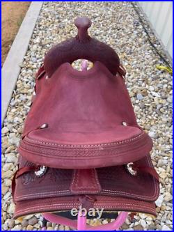 15.5 Western Ranch Saddle Full QH Bars Tooled Leather Horse Roping Tack