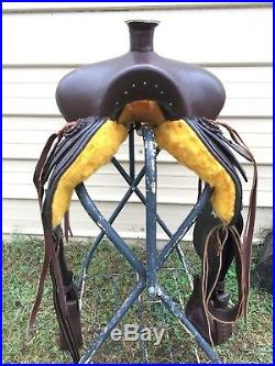 15.5 dark oil leather Wolverine Western draft horse trail saddle