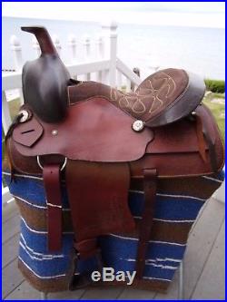 15'' BAR B BAR Brown Western Saddle With EQUITATION Seat FQHB