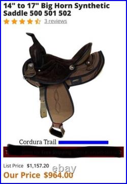 15 Big Horn 502 Codura Western Saddle Lightweight Hybrid Suede/Nylon