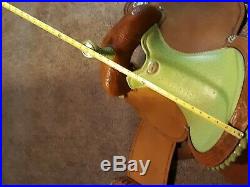 15'' Billy Cook Teal/Green Horse Saddle Used