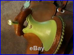 15'' Billy Cook Teal/Green Horse Saddle Used