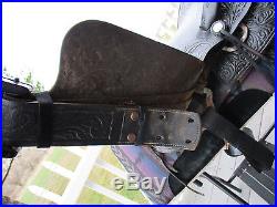 15'' Black Leather Simco Brand Antique Western Cowboys Saddle W Slick Seat QHB