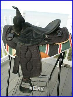 15'' Black Suede & Cordura big horn #600 western barrel trail saddle QHB