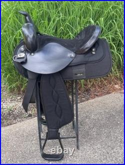 15 CHISHOLM TRAIL Black Light Weight Leather & Cordura Western Saddle CLEAN