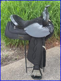 15 CHISHOLM TRAIL Black Light Weight Leather & Cordura Western Saddle CLEAN