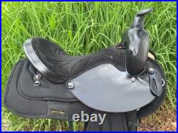 15 CHISHOLM TRAIL Black Light Weight Leather & Cordura Western Saddle CLEAN