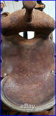 15 Corriente Barrel Saddle Western Horse Tack Strip Down Leather Tooled Rough