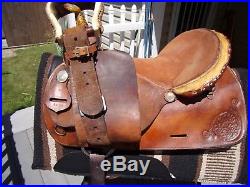 15'' DR J western barrel saddle ROUGH OUT Leather FQHB