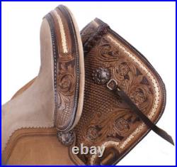 15 Double T Basket weave and Floral Tooled Barrel Style Horse Riding Saddle