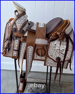 15 Embroidered Charro Horse Saddle, Montura Charra Para Caballo