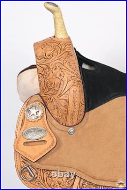 15 In Hilason Flex Tree Western Horse Saddle American Leather Trail Barrel