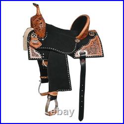 15 In Hilason Western Horse Barrel Flex Tree Trail American Leather Saddle