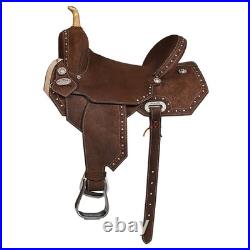 15 In Hilason Western Horse Flex Tree Saddle American Leather Trail Barrel