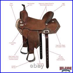 15 In Hilason Western Horse Flex Tree Saddle American Leather Trail Barrel