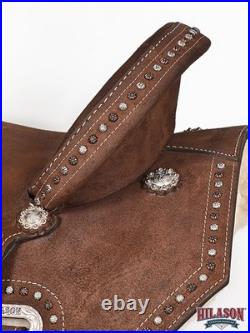 15 In Hilason Western Horse Flex Tree Saddle American Leather Trail Barrel