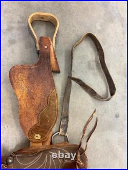 15 In. Used Western Saddle Dark Brown Barrel Leather 1400 Free Shipping