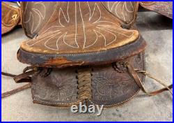 15 In. Used Western Saddle Dark Brown Barrel Leather 1400 Free Shipping