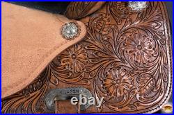15 In Western Horse Saddle Hilason In American Leather Flex Tree Barrel Trail