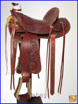 15 In Western Horse Wade Saddle American Leather Ranch Roping Mahogany Hilason