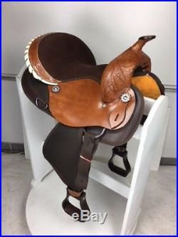 15 Inch New Western Semi Leather Synthetic Pleasure Trail Horse Saddle Brown