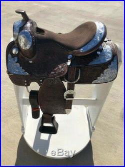 15 New Western Leather Pleasure Trail Silver Show Brown Tooled Saddle