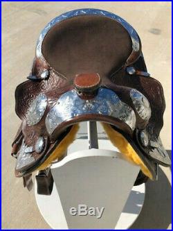 15 New Western Leather Pleasure Trail Silver Show Brown Tooled Saddle