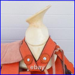 15 Orange Charro Saddle Leather Saddlebag Mexican Montura Charra Horse Tack Set