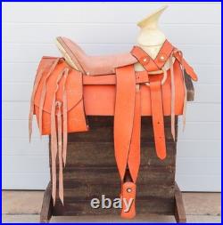 15 Orange Charro Saddle Leather Saddlebag Mexican Montura Charra Horse Tack Set