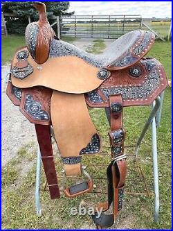 15 Silver Royal Jameson Western barrel saddle l