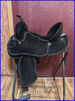 15 Tacktical Equine Barrel/ Pleasure/Trail Western Saddle, Black Leather