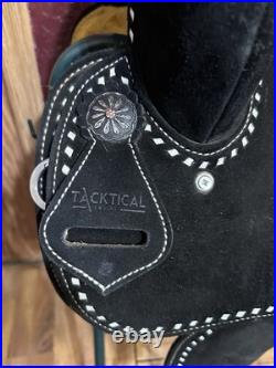 15 Tacktical Equine Barrel/ Pleasure/Trail Western Saddle, Black Leather