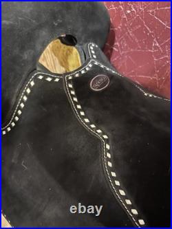 15 Tacktical Equine Barrel/ Pleasure/Trail Western Saddle, Black Leather