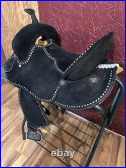 15 Tacktical Equine Barrel/ Pleasure/Trail Western Saddle, Black Leather