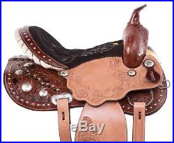 15 Tooled Western Barrel Trail Show Silver Leather Horse Saddle Tack