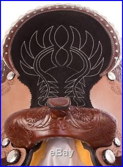 15 Tooled Western Barrel Trail Show Silver Leather Horse Saddle Tack