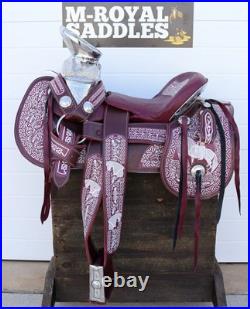 15 Vino Montura Fina Charra Bordada Embroidered Charro Saddle